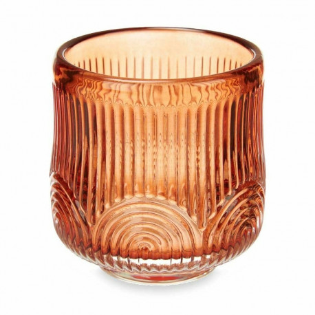 Candleholder Gift Decor GJS7678BS-R GJS7678BS-R Orange Tile Crystal 7,5 x 7,8 x 7,5 cm Stripes (12 U
