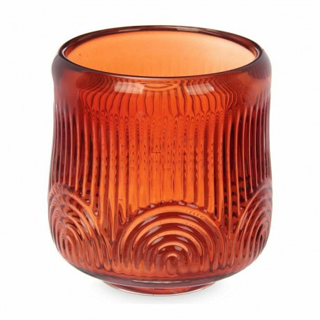 Candleholder Gift Decor GJS1010BMS-R GJS1010BMS-R Orange Tile Crystal 9 x 9,5 x 9 cm Stripes (12 Uni