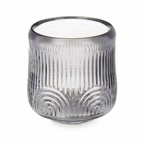 Candleholder Gift Decor GJS1010BMS-GRA GJS1010BMS-GRA Grey Crystal 9 x 9,5 x 9 cm Stripes (12 Units)