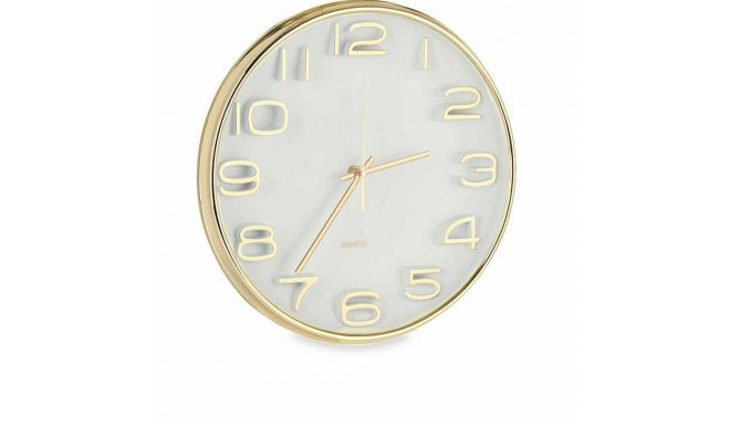 Wall Clock Squared Circular Golden Glass Plastic 33 x 33 x 5,5 cm (6 Units)