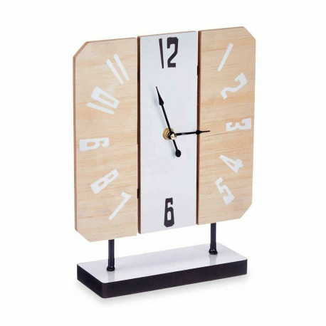 Table clock White Metal MDF Wood 22 x 28 x 7 cm (6 Units)