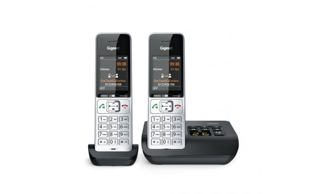 Gigaset COMFORT 500A duo Analog/DECT telephone Caller ID Black, Silver