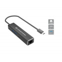 Conceptronic ABBY14B 2.5G Ethernet USB 3.2 Gen 1 Adapter with USB Hub, 2.5GbE, USB-A x 2, USB-C x 2