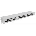 Intellinet Patch Panel, Cat6a, FTP, 24-Port, 1U, Shielded, 90° Top-Entry Punch Down Blocks, Grey