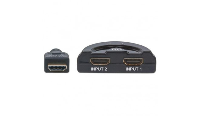 Manhattan HDMI Switch 2-Port, 1080p, Connects x2 HDMI sources to x1 display, Manual Switching (via b