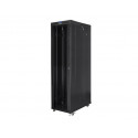 Standing rack cabinet 19 inches 47U 800x1200mm, glass LCD doors (FLAT PACK) black