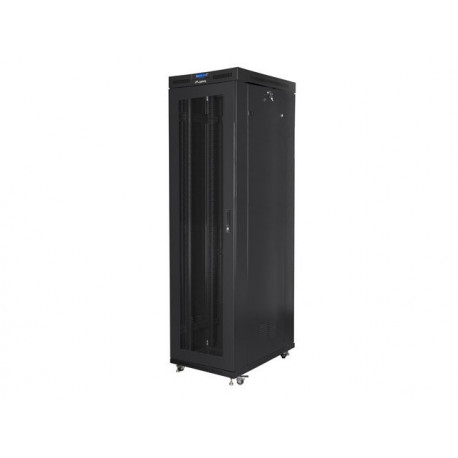 Põrandapealne 19-tolline 47U 800x1000mm püstikukapp, perforeeritud LCD uksed (FLAT PACK) must