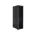 Standing rack cabinet 19 inches 47U 800x1200mm, glass LCD doors (FLAT PACK) black