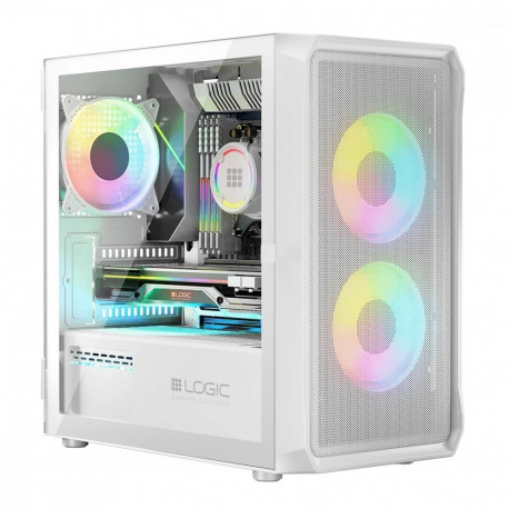 The Logic Concept PORTOS ARGB Mini White is a compact Micro-ATX computer case desig