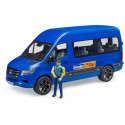 Mercedes Benz Sprinter minibus blue car with driver