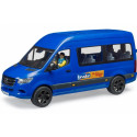 Mercedes Benz Sprinter minibus blue car with driver