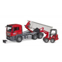 MAN TGS with roller container and mini excavator