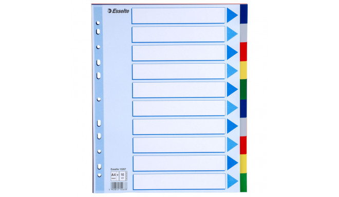 Divider Esselte PP A4+ 10 tabs Multicol