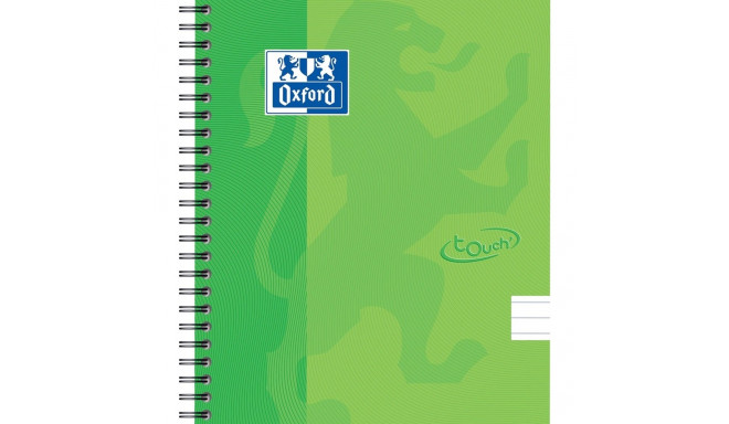 Folder in spiral binding A5+ lined OXFORD Touch cardboard covers green 70 sheets