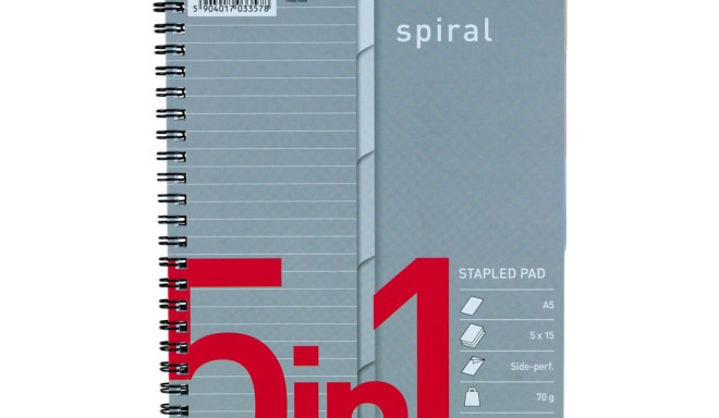 BANTEX 5-in-1 A5 Index Spiral Pad Ruled