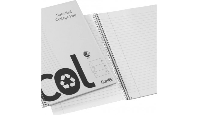 Folder in spiral binding A4+ lined BANTEX College Recycled cardboard covers 70 pages