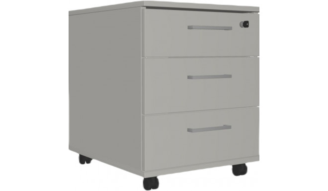 Drawer box on wheels OPTIMA 415x500x510mm with 3 drawers light gray