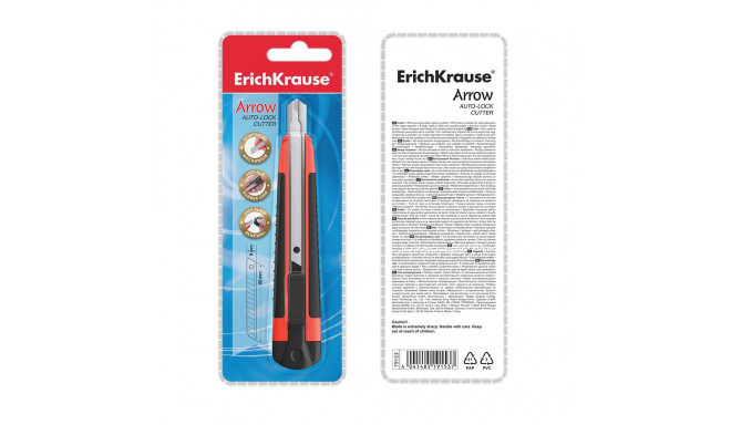 Cutter auto-lock ErichKrause® Arrow, 9 mm (plastic blister 1 pcs)