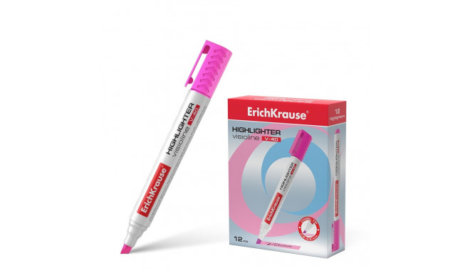 Highlighter  ErichKrause® Visioline V-40, color: pink (box 12 pcs.)