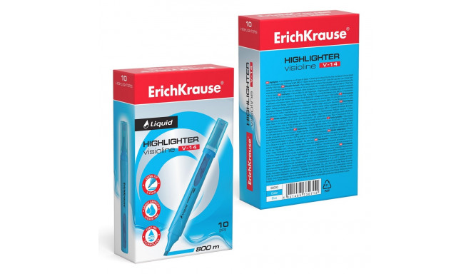 Highlighter ErichKrause® Liquid Visioline V-14 Neon, ink color: blue (box 10 pcs.)