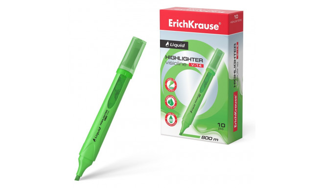 Highlighter ErichKrause® Liquid Visioline V-14 Neon, ink color: green (box 10 pcs.)