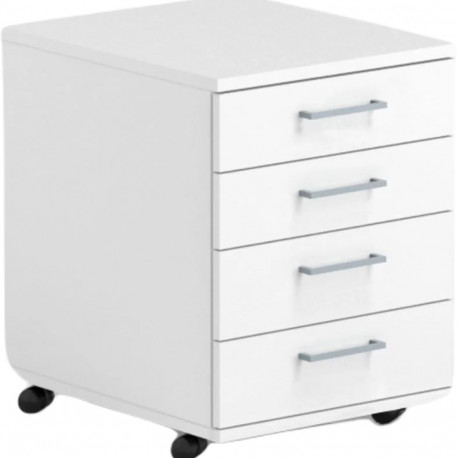 Drawer box on wheels OPTIMA 415x500x638mm with 4 drawers white