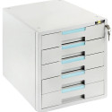 Document cabinet Yellow One YL-SP05GYplastic - 5 trays with lock - grey+blue