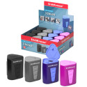 Plastic sharpener ErichKrause® 3-Touch with container and lid, color: assorted (box 12 pcs.)