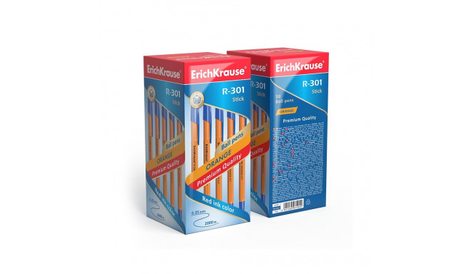 Ballpoint pen ErichKrause® R-301 Orange Stick 0.7, ink color: blue (box 50 pcs.)