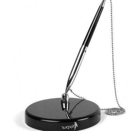 Customer pen, desk pen with black case and silver chain FORPUS