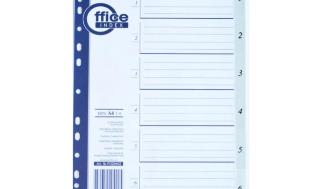 Register tabs A4 1-6 gray plastic FORPUS