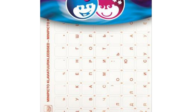 Keyboard sticker RUS symbols transparent/red