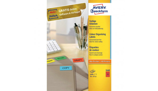 Kleebisetikett AVERY Zweckform 210x297mm 100 lehte punane (3470)