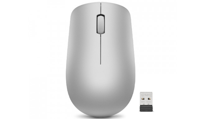 Lenovo Wireless Mouse 530 Optical Mouse, Platinum Grey, 2.4 GHz Wireless via Nano USB