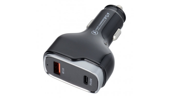 Car charger USB A + Type C PD QC3.0 3A 83W CC53-1A1C black