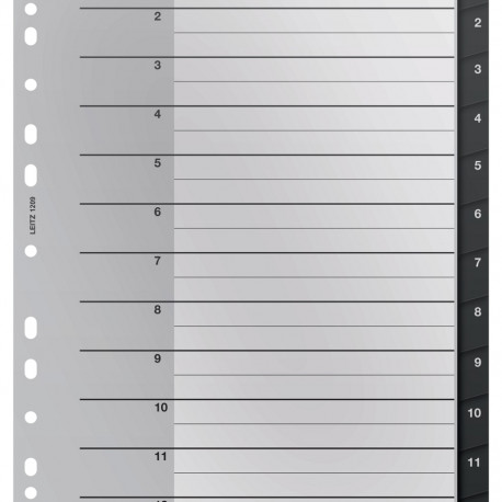 Registrilehed 1-12 plast A4 Maxi 255x323mm, Leitz Recycle must