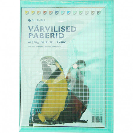 Värviline paber mix 35lehte ja 13 värvi pakis, 80g, trükiga kilekotis