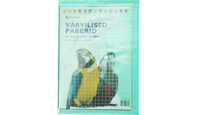 Värviline paber mix 35lehte ja 13 värvi pakis, 80g, trükiga kilekotis