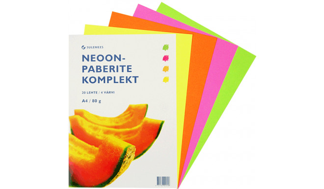 Värviline paber mix neoon 5x4värvi pakis, 80g