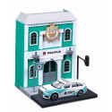 BBURAGO 1:43 police station with Lithuania Police car Bburago City, 18-31502