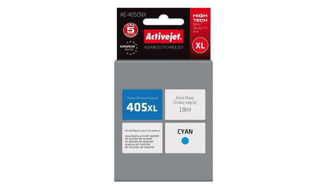 Activejet AE-405CNX tindikassett (asendus Epson 405XL C13T05H24010; Supreme; 18 ml; tsüaan)