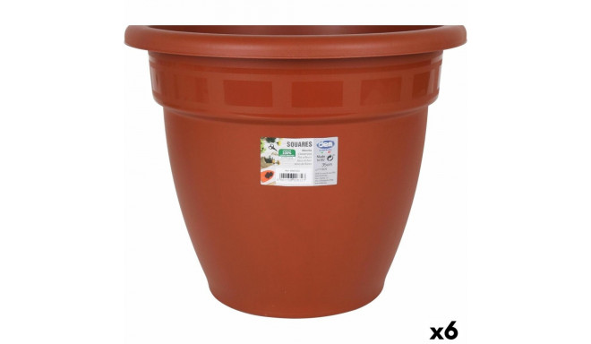 Plant pot Dem Squares Circular Brown 35 x 35 x 28,5 cm (6 Units)