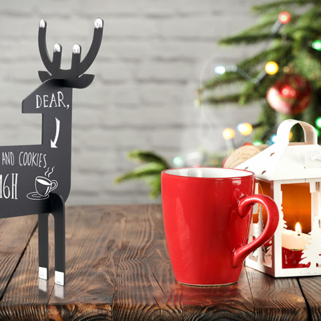 Lauatahvel SECURIT Christmas Silhouette 3D DEER/ Põder, must, K-31x14,7x11,3cm + 3 markerit / kompl.