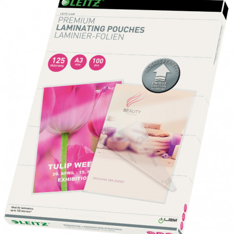 Lamineerimiskile A3 125mic, 100 A3 kile pakis Esselte Leitz iLam Laminating Pouches With UDT Code