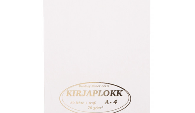 Kirjaplokk A4 50l. valge, liimköide ülal BP