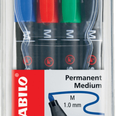 Kilemarker permanent Stabilo OHPen, 4-ne komplekt, M 1,0mm