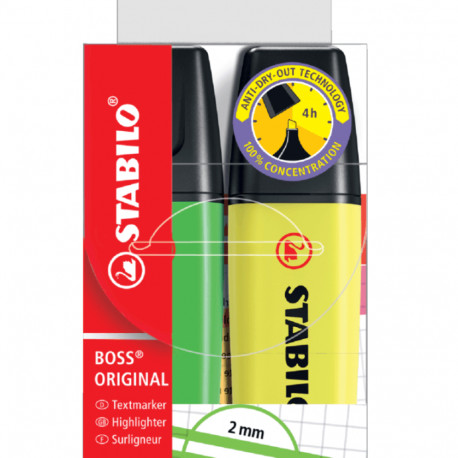 Helestusmarker Stabilo BOSS ORIGINAL 2+5 mm, 2 värvi/kmpl, assortii