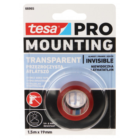 Double-sided mounting tape MOUNTING-PRO/TRANSPARENT/1.5X19 TESA