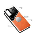 Mocco Lens Leather Back Case Aizmugurējais Ādas Apvalks Priekš Samsung Galaxy A42 5G Oranžs