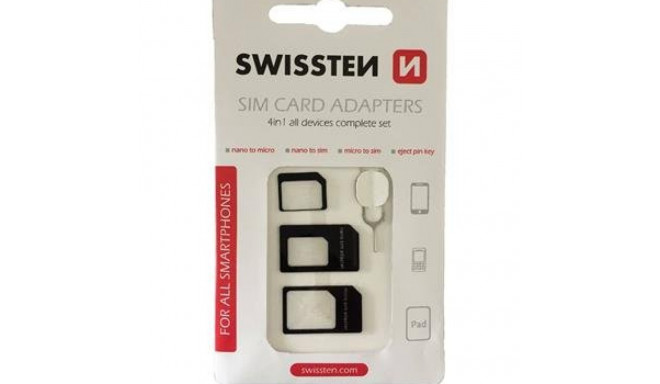 Swissten Комплект адаптеров для SIM карт + Иголочка